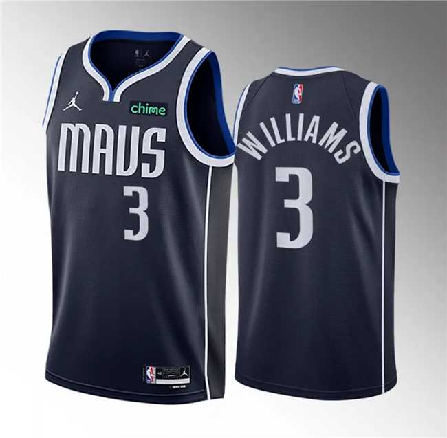 Men's Dallas Mavericks #3 Grant Williams Navy Statement Edition Stitched Basketball Jersey Dzhi